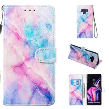 Blue Pink Marble Smooth Leather Phone Wallet Case for Samsung Galaxy Note9