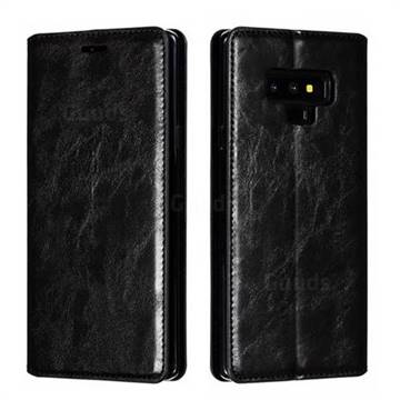 Retro Slim Magnetic Crazy Horse PU Leather Wallet Case for Samsung Galaxy Note9 - Black