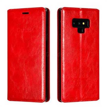 Retro Slim Magnetic Crazy Horse PU Leather Wallet Case for Samsung Galaxy Note9 - Red
