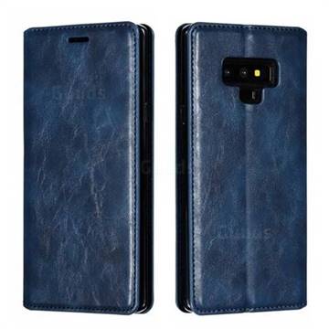 Retro Slim Magnetic Crazy Horse PU Leather Wallet Case for Samsung Galaxy Note9 - Blue