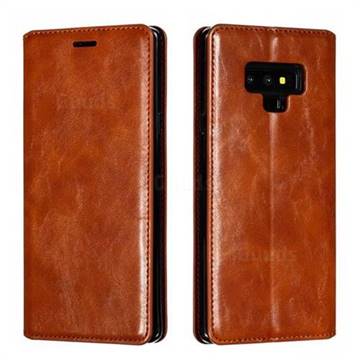 Retro Slim Magnetic Crazy Horse PU Leather Wallet Case for Samsung Galaxy Note9 - Brown