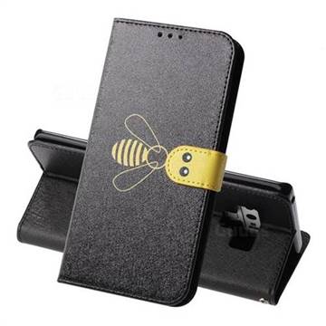 Silk Texture Bee Pattern Leather Phone Case for Samsung Galaxy Note9 - Black