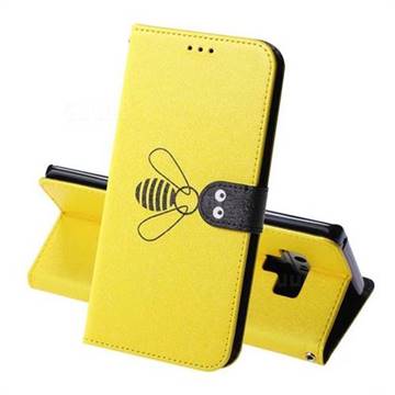 Silk Texture Bee Pattern Leather Phone Case for Samsung Galaxy Note9 - Yellow