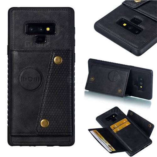 Retro Multifunction Card Slots Stand Leather Coated Phone Back Cover for Samsung Galaxy Note9 - Black