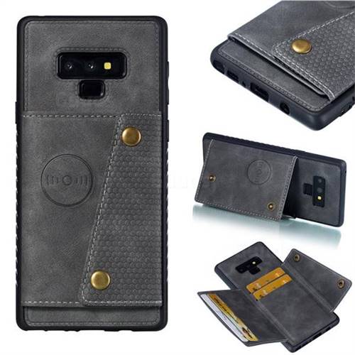 Retro Multifunction Card Slots Stand Leather Coated Phone Back Cover for Samsung Galaxy Note9 - Gray