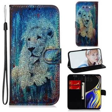 White Lion Laser Shining Leather Wallet Phone Case for Samsung Galaxy Note9