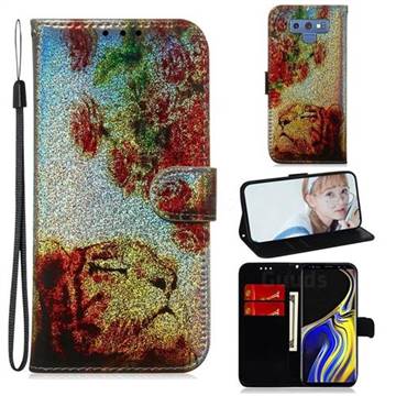 Tiger Rose Laser Shining Leather Wallet Phone Case for Samsung Galaxy Note9