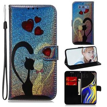 Love Cat Laser Shining Leather Wallet Phone Case for Samsung Galaxy Note9
