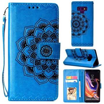 Embossing Half Mandala Flower Leather Wallet Case for Samsung Galaxy Note9 - Blue