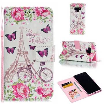 Bicycle Flower Tower 3D Painted Leather Phone Wallet Case for Samsung Galaxy Note9