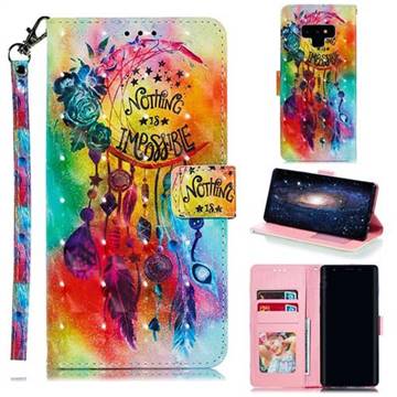 Flower Wind Chimes 3D Painted Leather Phone Wallet Case for Samsung Galaxy Note9