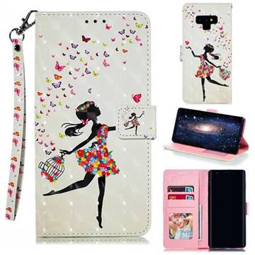 Flower Girl 3D Painted Leather Phone Wallet Case for Samsung Galaxy Note9
