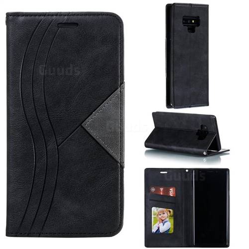 Retro S Streak Magnetic Leather Wallet Phone Case for Samsung Galaxy Note9 - Black