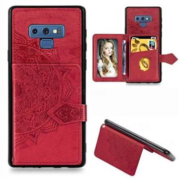 Mandala Flower Cloth Multifunction Stand Card Leather Phone Case for Samsung Galaxy Note9 - Red
