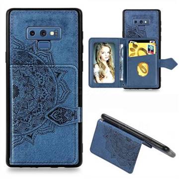 Mandala Flower Cloth Multifunction Stand Card Leather Phone Case for Samsung Galaxy Note9 - Blue