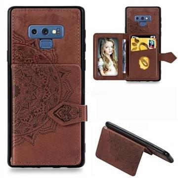 Mandala Flower Cloth Multifunction Stand Card Leather Phone Case for Samsung Galaxy Note9 - Brown