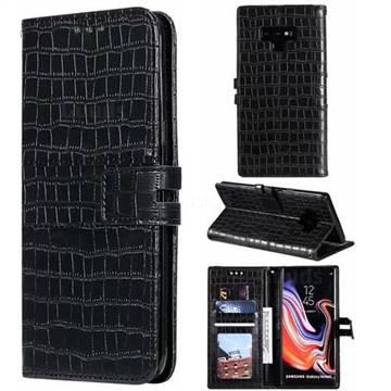 Luxury Crocodile Magnetic Leather Wallet Phone Case for Samsung Galaxy Note9 - Black