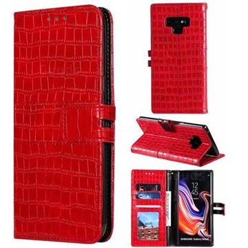 Luxury Crocodile Magnetic Leather Wallet Phone Case for Samsung Galaxy Note9 - Red