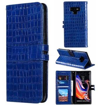Luxury Crocodile Magnetic Leather Wallet Phone Case for Samsung Galaxy Note9 - Blue