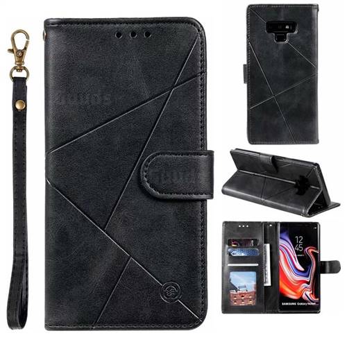 Embossing Geometric Leather Wallet Case for Samsung Galaxy Note9 - Black