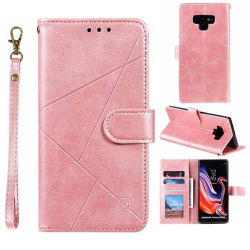 Embossing Geometric Leather Wallet Case for Samsung Galaxy Note9 - Rose Gold