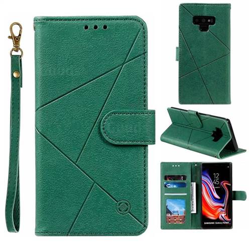 Embossing Geometric Leather Wallet Case for Samsung Galaxy Note9 - Green
