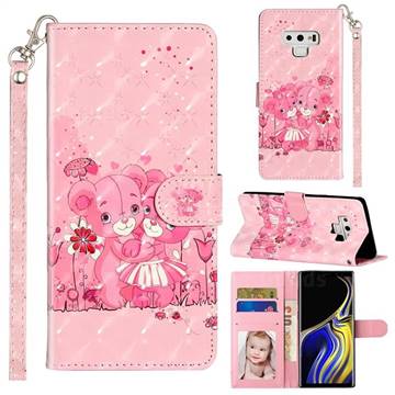 Pink Bear 3D Leather Phone Holster Wallet Case for Samsung Galaxy Note9
