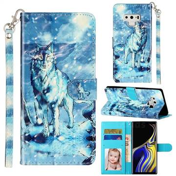 Snow Wolf 3D Leather Phone Holster Wallet Case for Samsung Galaxy Note9