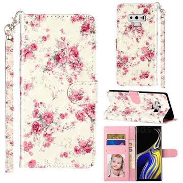 Rambler Rose Flower 3D Leather Phone Holster Wallet Case for Samsung Galaxy Note9