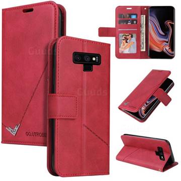GQ.UTROBE Right Angle Silver Pendant Leather Wallet Phone Case for Samsung Galaxy Note9 - Red