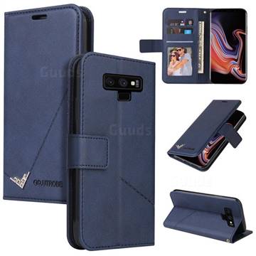 GQ.UTROBE Right Angle Silver Pendant Leather Wallet Phone Case for Samsung Galaxy Note9 - Blue