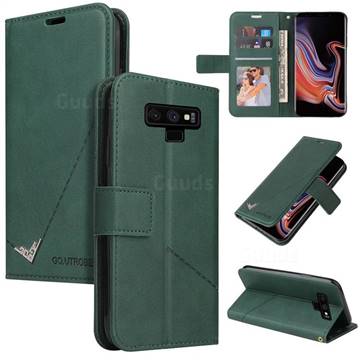 GQ.UTROBE Right Angle Silver Pendant Leather Wallet Phone Case for Samsung Galaxy Note9 - Green