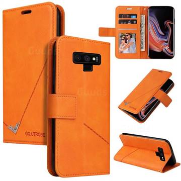GQ.UTROBE Right Angle Silver Pendant Leather Wallet Phone Case for Samsung Galaxy Note9 - Orange