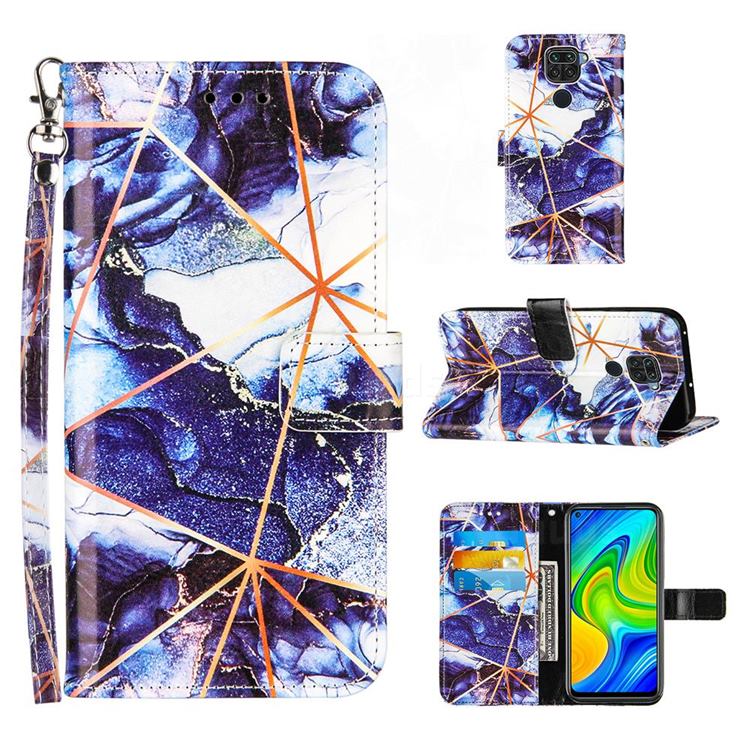 Starry Blue Stitching Color Marble Leather Wallet Case for Samsung Galaxy Note9