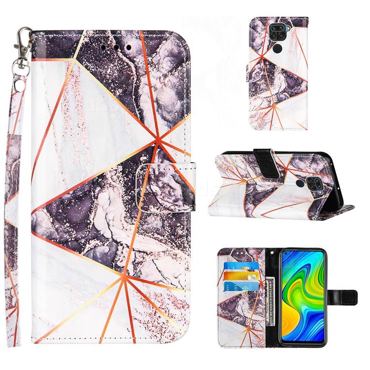 Black and White Stitching Color Marble Leather Wallet Case for Samsung Galaxy Note9