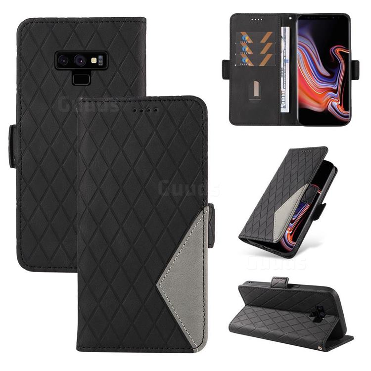 Grid Pattern Splicing Protective Wallet Case Cover for Samsung Galaxy Note9 - Black