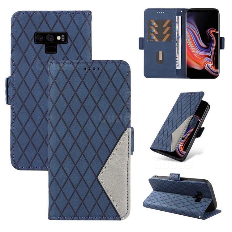 Grid Pattern Splicing Protective Wallet Case Cover for Samsung Galaxy Note9 - Blue