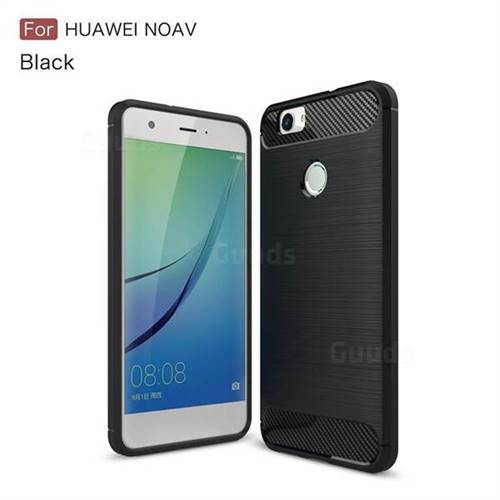Luxury Carbon Fiber Brushed Wire Drawing Silicone TPU Back Cover for Huawei Nova (Black)