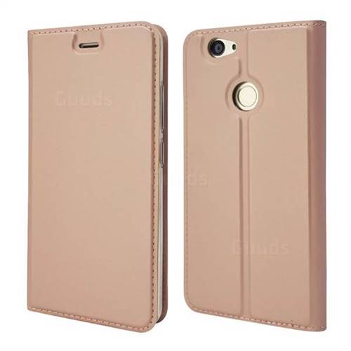 Ultra Slim Card Magnetic Automatic Suction Leather Wallet Case for Huawei Nova - Rose Gold