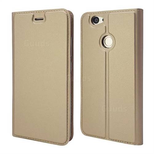 Ultra Slim Card Magnetic Automatic Suction Leather Wallet Case for Huawei Nova - Champagne