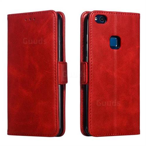 Retro Classic Calf Pattern Leather Wallet Phone Case for Huawei Nova - Red
