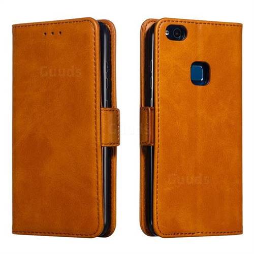 Retro Classic Calf Pattern Leather Wallet Phone Case for Huawei Nova - Yellow