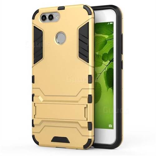 Armor Premium Tactical Grip Kickstand Shockproof Dual Layer Rugged Hard Cover for Huawei Nova 2 - Golden