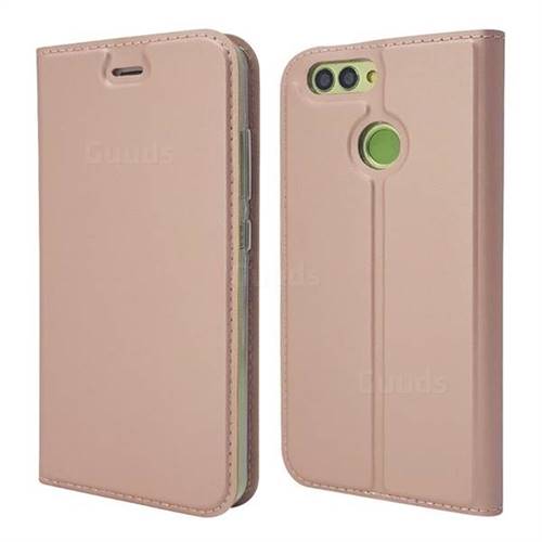 Ultra Slim Card Magnetic Automatic Suction Leather Wallet Case for Huawei Nova 2 - Rose Gold