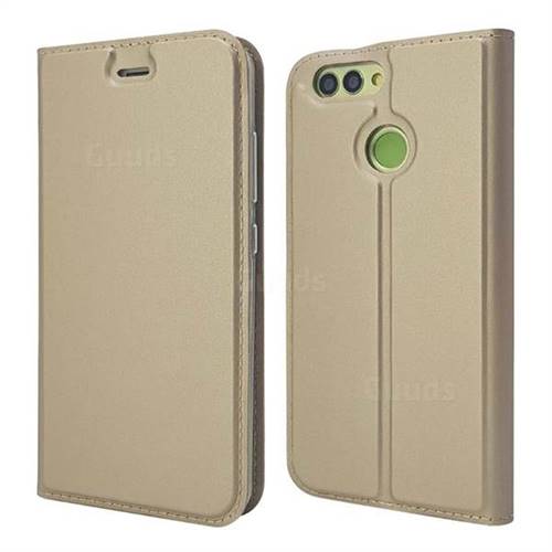 Ultra Slim Card Magnetic Automatic Suction Leather Wallet Case for Huawei Nova 2 - Champagne