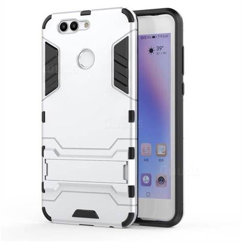 Armor Premium Tactical Grip Kickstand Shockproof Dual Layer Rugged Hard Cover for Huawei Nova 2 Plus - Silver