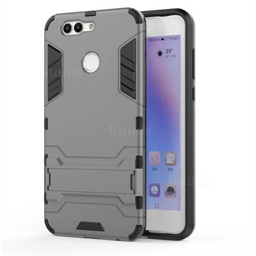 Armor Premium Tactical Grip Kickstand Shockproof Dual Layer Rugged Hard Cover for Huawei Nova 2 Plus - Gray