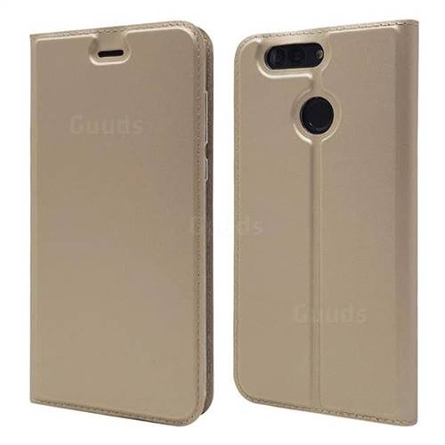 Ultra Slim Card Magnetic Automatic Suction Leather Wallet Case for Huawei Nova 2 Plus - Champagne