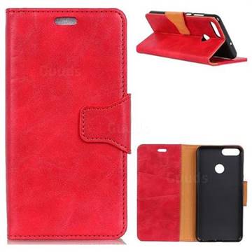 MURREN Luxury Crazy Horse PU Leather Wallet Phone Case for Huawei Nova 2 Plus - Red