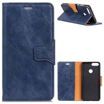 MURREN Luxury Crazy Horse PU Leather Wallet Phone Case for Huawei Nova 2 Plus - Blue